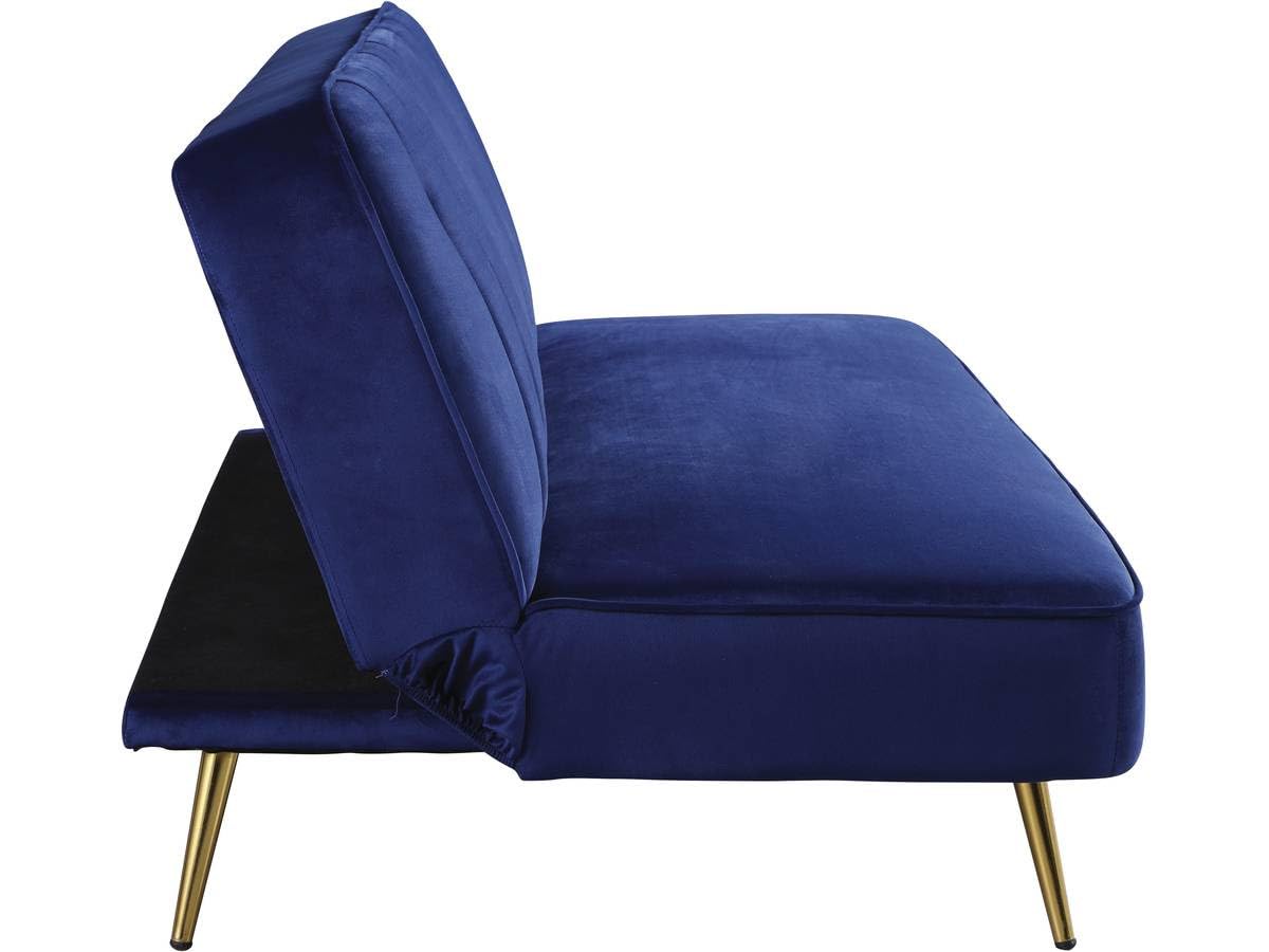 Habitat et Jardin Canapé Clic Clac en Velours James - 180 x 83 x 75 cm - 3 Places - Bleu foncé