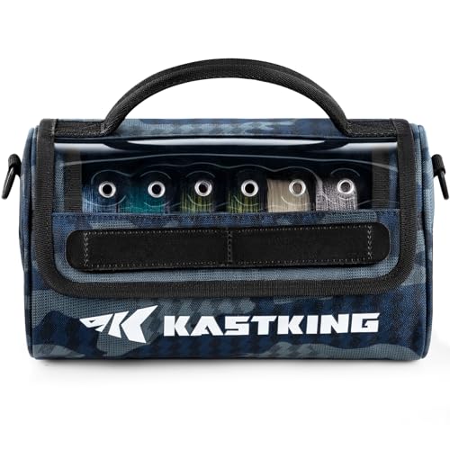 KastKing BaitSpace Line Management Bag, Fishing Line Storage Bag with Water Resistant Nylon, Clear View Window, Removable Divider for Up to 10 Spools, Tangle-free Leader Line Holder