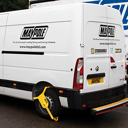 Maypole MP909 Stabile Radkralle, Gelb, Metall, Schlüsselschloss, Radkralle, Schloss