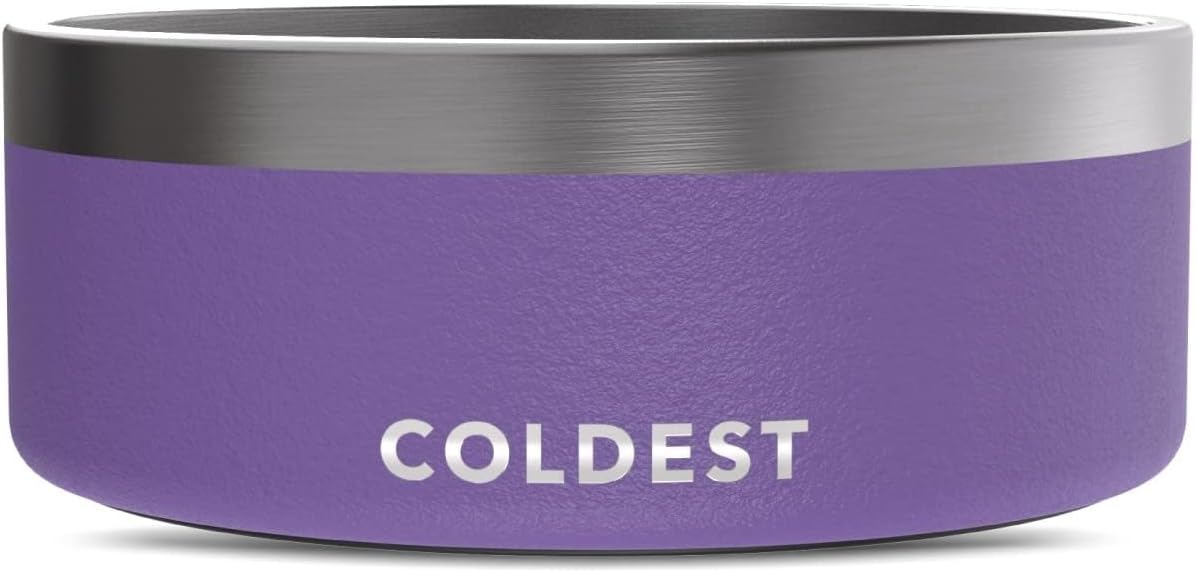 Coldest Dog Bowl – Anti Rust Metal, Non Slip, 3 Layers Insulated Stainless Steel Dog Bowls – Spill Proof & Heavy Duty – Water Bowl for Dogs, Cats & Pets, Dish Washer Safe (64 oz, Galaxy Purple)
