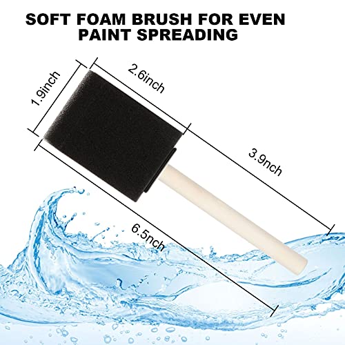 100 Pack 2 Inch Foam Brush Sponge Wood Handle Paint Brush Foam Sponge Brush For Acrylics, Stains, Varnishes, Crafts #TOP1