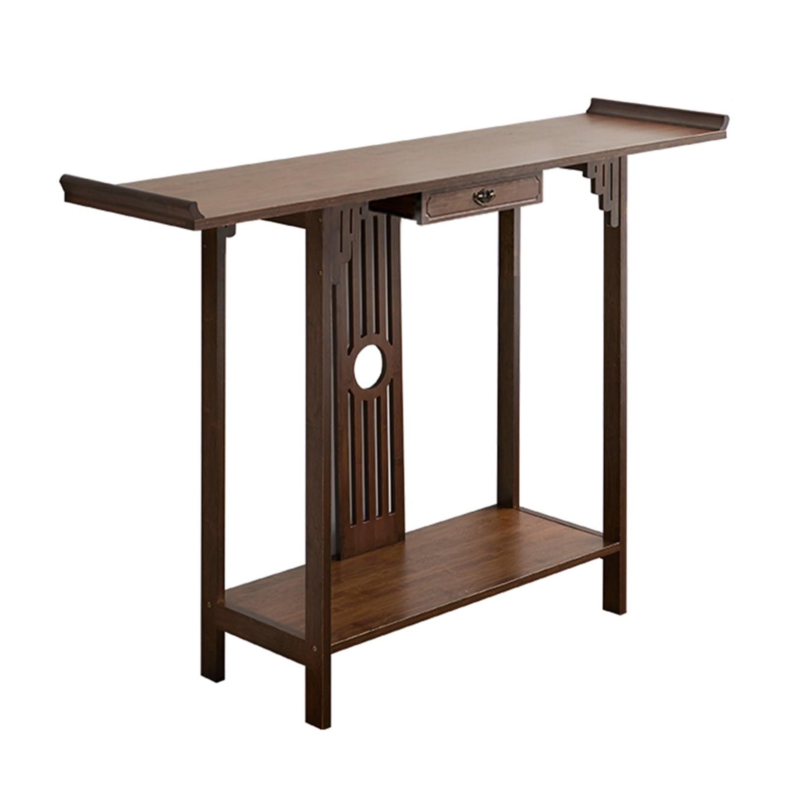 Consola de madera rústica para recibidor mueble de entrada estrecho con cajones 122cm