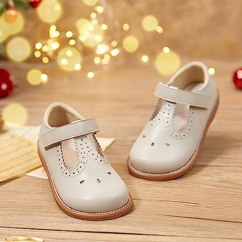 Image of GINFIVE Toddler Girls Dress Shoes Little Kids Flats School Mary Janes Shoes