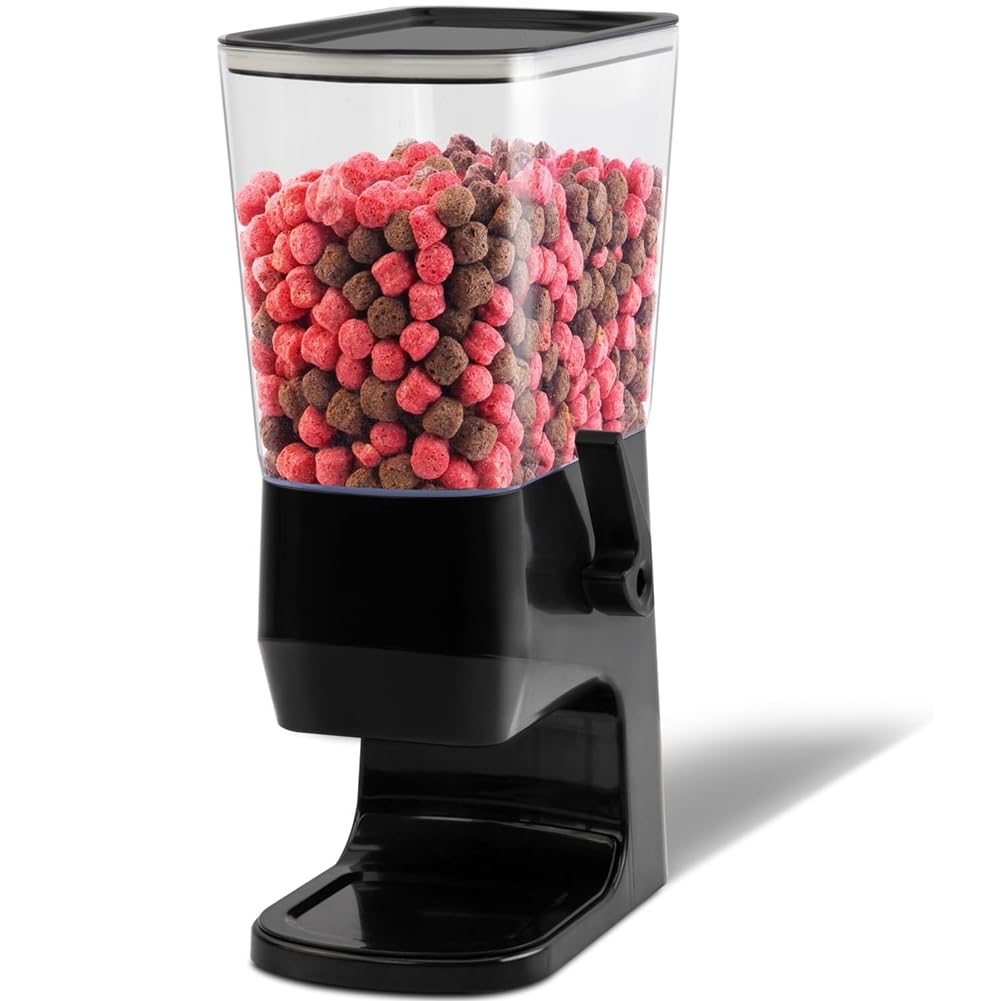 Hndhbfgrt Cereal Dispenser Single 3.2L Countertop Black, Cereal Containers Storage Dispenser for Pantry, Dry Food Cereal Dispenser