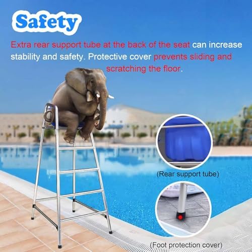 Pool Ladders Lifesaving Chair，High Lifeguard Chair for Pool with Umbrella, Rustproof Swimming Pool Overlook Chair for Waterpark Beach, 304 Stainless Steel Tall Adirondack Chair (Size : Tall