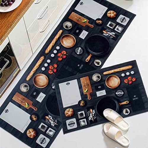 Image of HomeCloud Anti Fatigue Kitchen Rug Printed Thick Anti Slip, Washable, Big Size, Designer Folding Kitchen Mat for Home BedroomStandard Size (41 x 122 cm 41 x 61 cm) ( Kitchen Menu N)