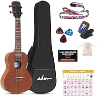 【Premium Material】Strictly selected premium mahogany, bring warm and bright sound. Curved back makes the sound reflection more concentrated. 【Staying in tune】The ukulele can keep ukulele staying in tune for longger time and have high performance of s...