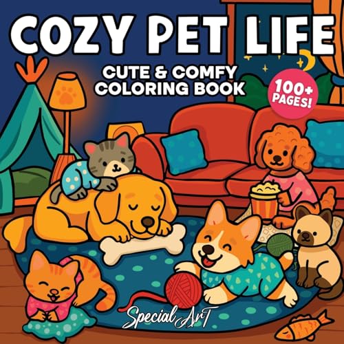 Cozy Pet Life: A Super Cute Coloring Book for Adults and Teens of Playful Cats, Loyal Dogs, and Sweet Moments (Cozy Cat & Dog Coloring Book) image 2