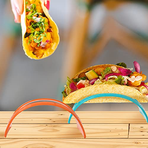 Qfeley 36 Pack Taco Holder Stands Plastic Colorful Taco Tray Plate Racks Hard Plastic Taco Shell Rack Party Serving Tray Set For Tortillas Burritos(Green/Red/Yellow/Blue) Dishwasher & Microwave Safe #TOP3
