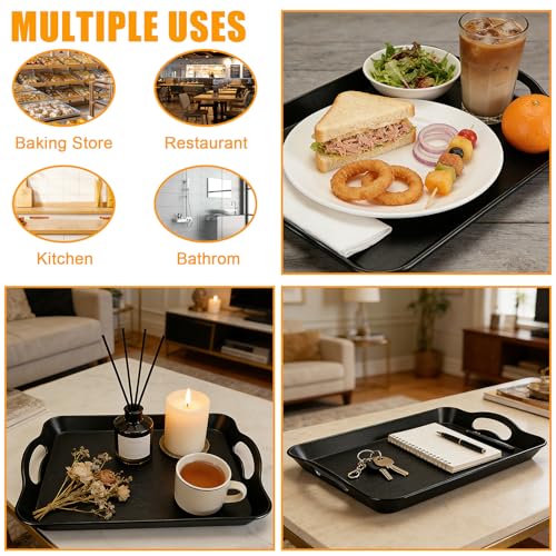 3 Pack Serving Trays with Handles, Rectangular Stackable Tray for for Dinner Snack Fruit Dessert Beverage Appetizer Butler-Kitchen - Image 6