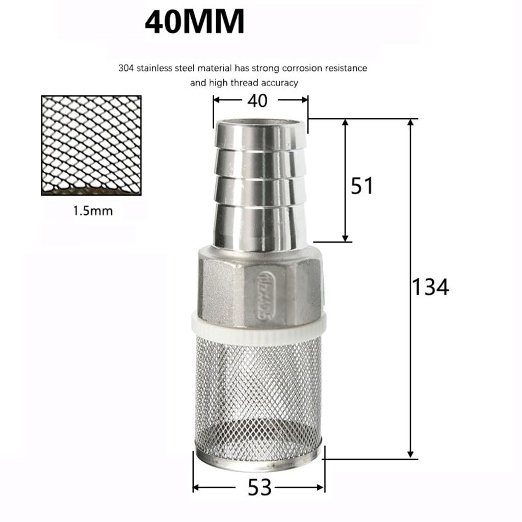 Filtro per pompa per irrigazione da giardino in acciaio inox, filtro dell'acqua a rete da 3,8 cm, per sistemi di lavaggio e irrigazione dell'auto, durevole ed efficiente
