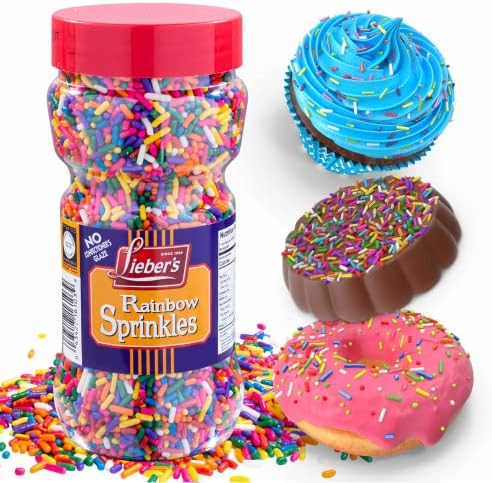 Lieber's Rainbow Sprinkles 283g Tasty Colourful Sugar Strands are a Great Dessert Topping for Cooking, Baking & Decorating Cakes & Ice Cream (Pack of 1), Multicolor