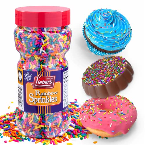 Lieber's Rainbow Sprinkles 283g Tasty Colourful Sugar Strands are a Great Dessert Topping for Cooking, Baking & Decorating Cakes & Ice Cream (Pack of 1), Multicolor