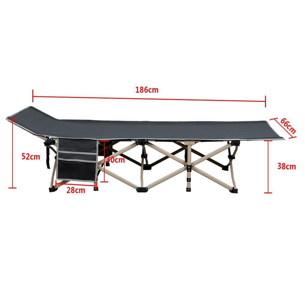 Yaheetech Lettino da Campeggio Pieghevole Brandina Portatile da Spiaggia con Borsa di Trasporto Pisolino Singolo Richiudibile Salvaspazio Giardino 186 x 66 x 52 cm Grigio