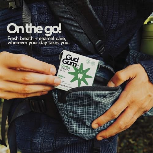 Image of Gud Gum Remineralizing Gum with Hydroxyapatite & Xylitol - Sugar-Free Chewing Gum for Fresh Breath & Oral Health - Tree Sap Base, Aspartame-Free, Gluten-Free - Natural Mellow Mint, 2 Pack