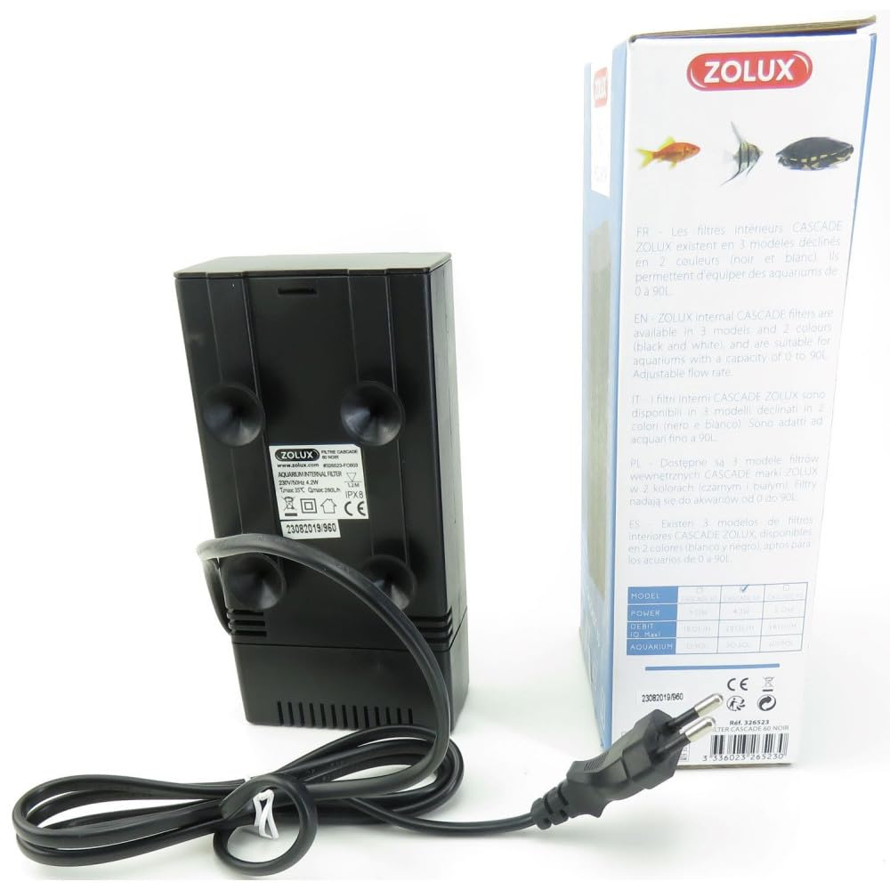 Zolux Aquaya Filtre Cascade 60 Noir Intérieur Aquarium, 1 Unité (Lot de 1)