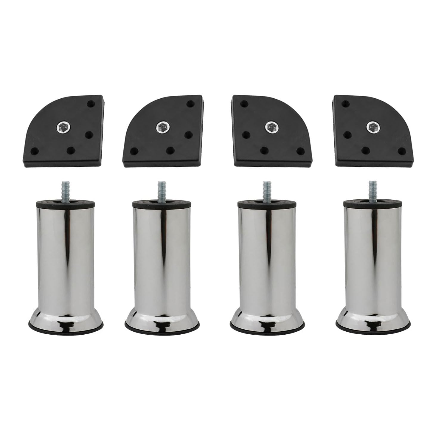Kanepe Baza Koltuk Destek Yükseltme Yükseltici 4 Adet Ayağı M8 Civatalı Krom Metal Ayakları 12 Cm