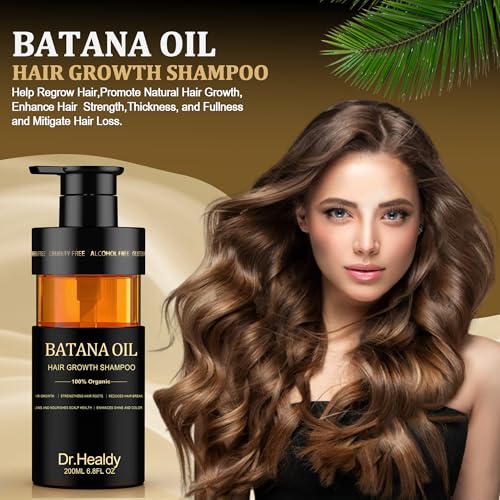 Image of Dr.Healdy Batana Oil Shampoo for Hair Growth, Against Hair Loss & Moisturizes, Reduces Breakage - Sulfate Free Formula for All Hair Types (6.8 Fl Oz)