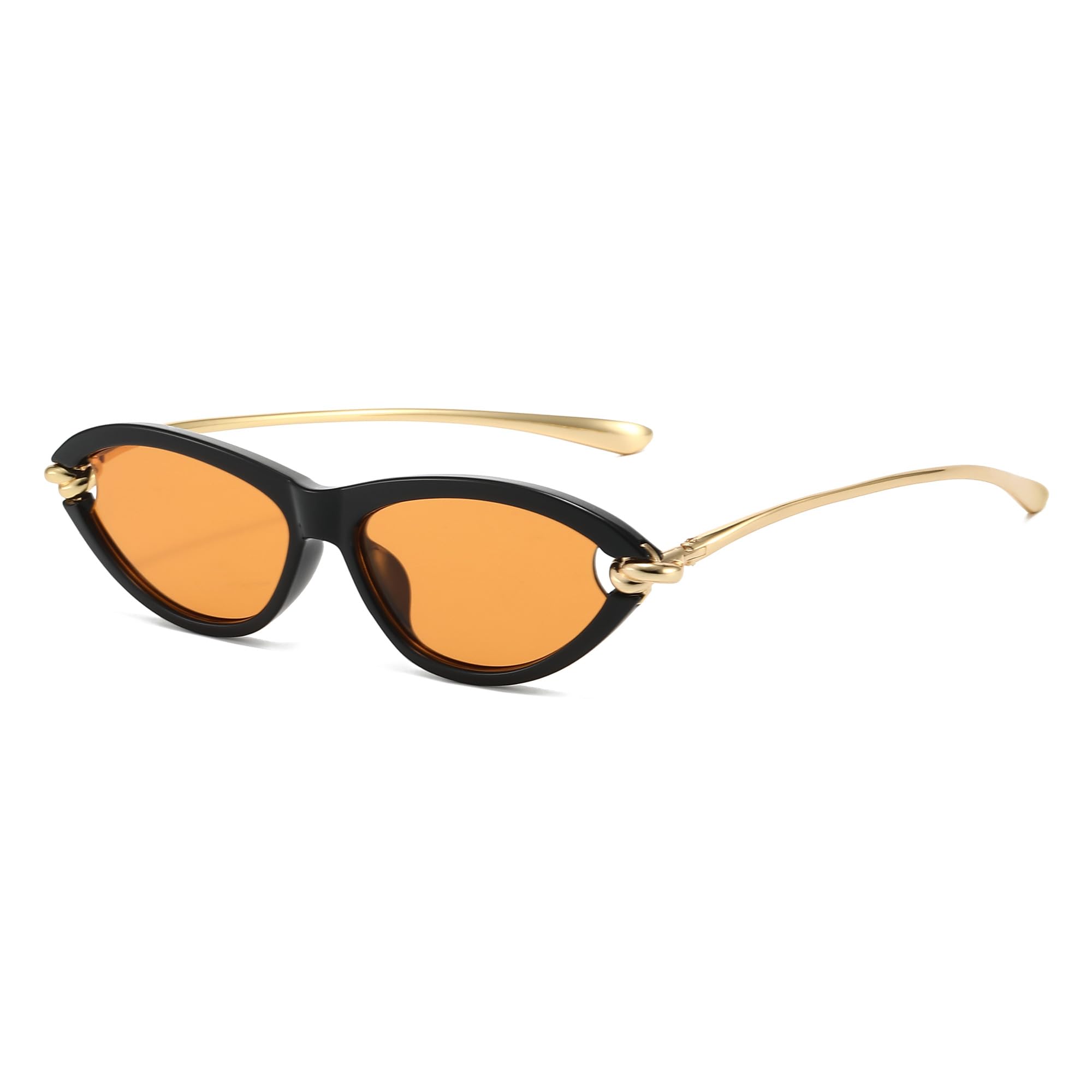 JCTAIFOO Vintage Katzenauge Sonnenbrille für Damen, Einzigartiges Design Metall Tempel Cateye Brille
