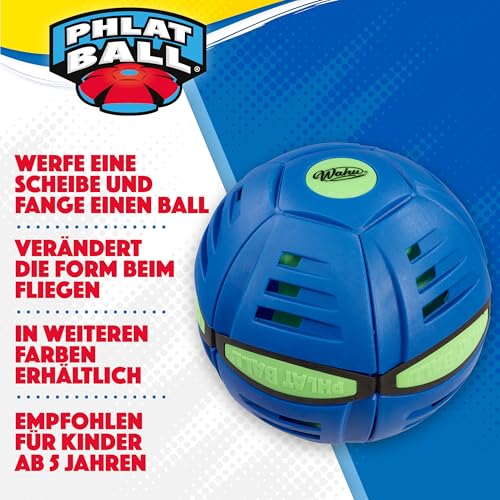 Wahu - PHLAT BALL Classic - Blau - Frisbee & Ball in Einem – Transformierbare Wurfscheibe – Outdoor-Spiel für Kinder ab 5 Jahren – 22,9 cm Frisbee, 15,7 cm Ball – Für Garten, Strand & Park