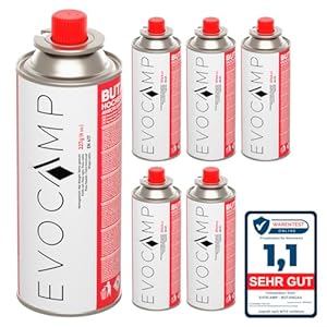 EVOCAMP 6X Stück Butan Gaskartuschen MSF-1a