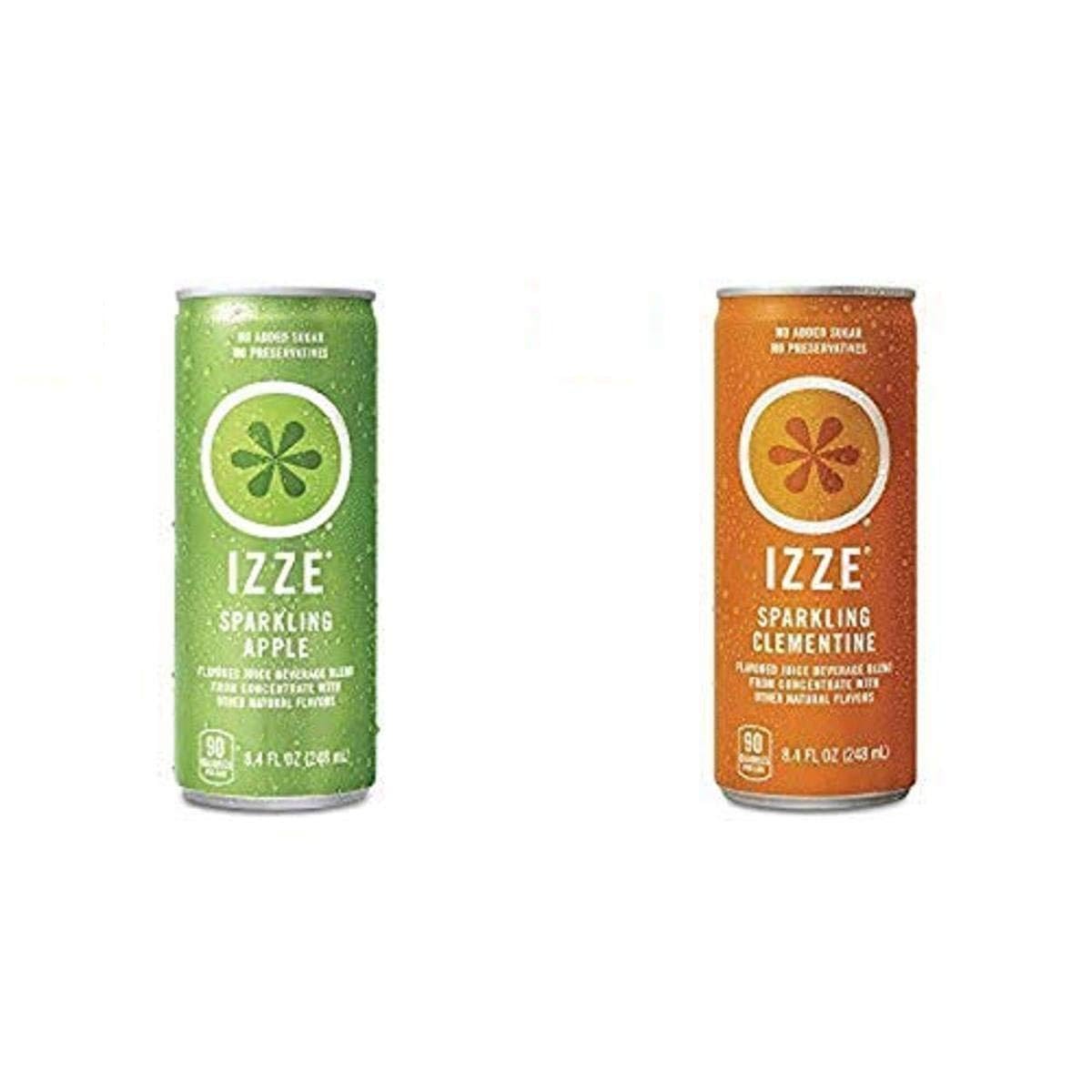 IZZE Sparkling Juice, Apple, AND IZZE Sparkling Juice, Peach, 8.4 Fl Oz (Pack of 24)
