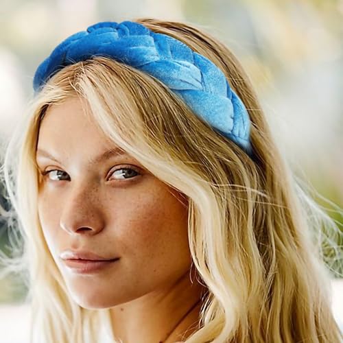 Image of DRESHOW Braided Headbands for Women Velvet Hair Hoop Elastic Criss Cross Hair Bands Accessories