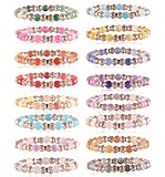 PIPITREE 16PCS Crystal Bracelet Beaded Bracelets for Women, Colorful Stackable Stretch Beads Bracele