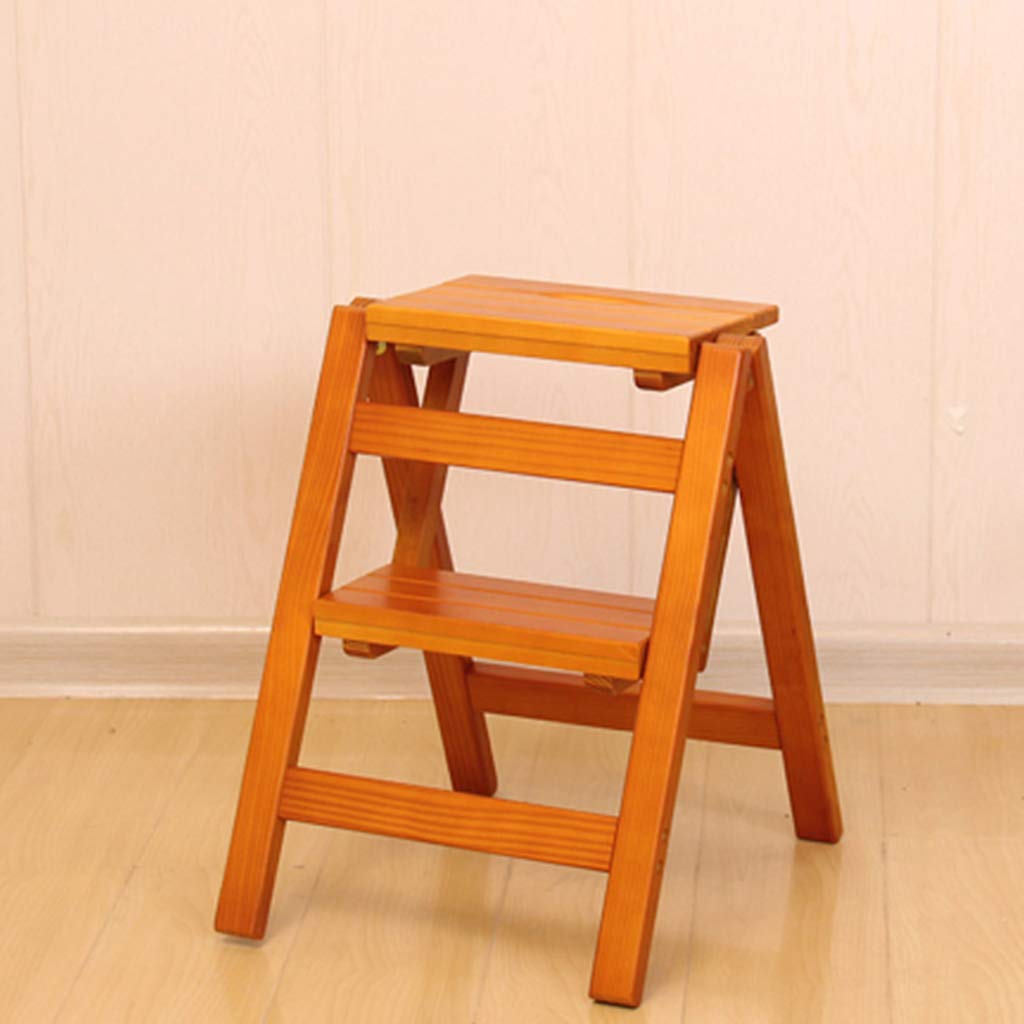 Madera sólida 2 Pasos Escalera Silla Taburete Multifuncional de Madera Taburete de Paso Estante de Flores Plegable/Banco de Zapatos/estantería de Almacenamiento, MAX.150kg