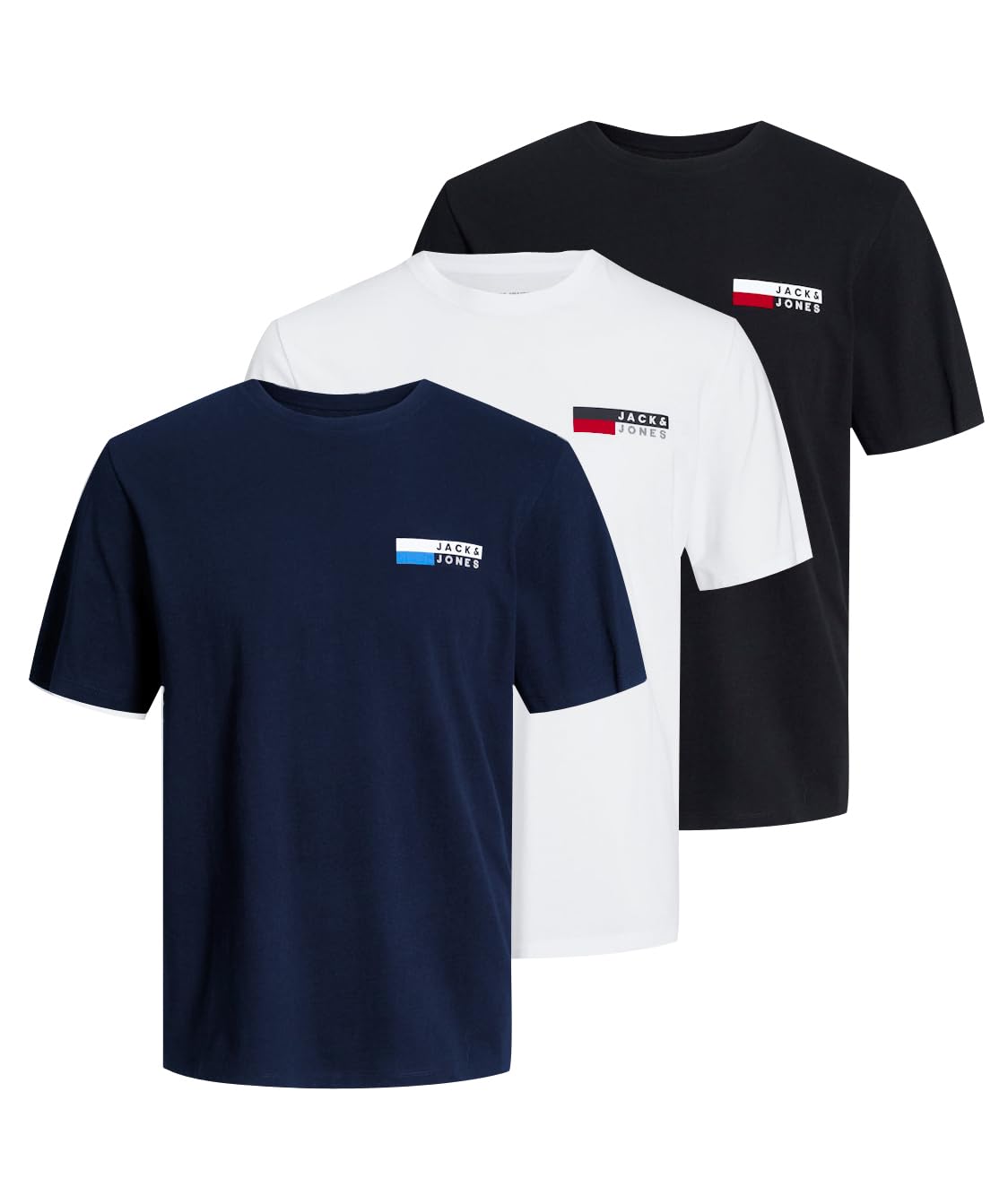 JACK & JONES Herren JJECORP Logo Tee SS Crew Neck MP, Black/White/Navy, S