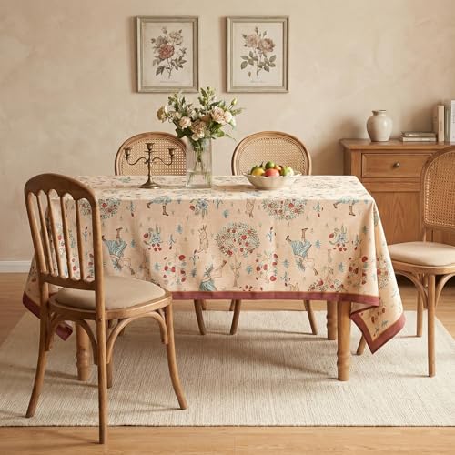 Image of ishro home Premium Table Cloth 6 Seater | Dining Table Cover | Love at First Sight Cloth 4-6 Seater | Luxury Fabric | Machine Washable | Non-Fading | Stain-Resistant | (Mehr Mystique, 56 x 90 inches)