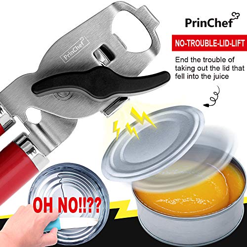 Can Opener, No-Trouble-Lid-Lift Magnet Manual Can Openers Smooth Edge, Japanese Stainless Steel Sharp Blade Safe Cover for Beer/Tin/Bottle, Big Turning Knob Soft Handle Good for Seniors with Arthritis
