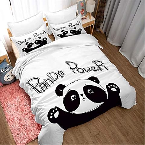 MUSOLEI Children Animal Double Bedding Set Boys/Girls with Pillow Case 3D,Sheets and Pillowcases Sets Double Kids,Hidden Zipper,Panda Bed Cover,Soft Bed Sheets Set Child Bedroom(Panda Power,Double) Cover