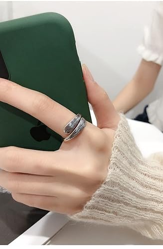 Miniatura 3 de BOKIIWAY 925 Sterling Silver Leaf Ring Statement Vintage Finger Ring Silver Fashion Party for Women Girl Jewelry Gifts