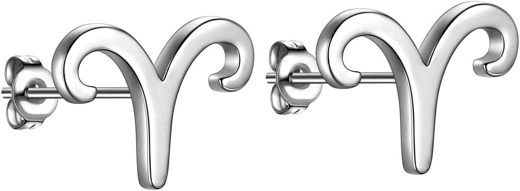 Horoscope Zodiac Stud Earrings 12 Constellation Astrology 18K Gold/Silver/Black Gun Plated Little Ear Stud for Women Men Teen Jewelry Gift KE0068