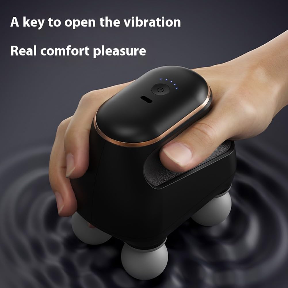 DAZZLEEX Masajeador de fascia de tejido profundo de 4 cabezales con 12 niveles ajustables, dispositivo eléctrico de masaje muscular recargable por USB para aliviar el dolor de cuello, hombros, espalda