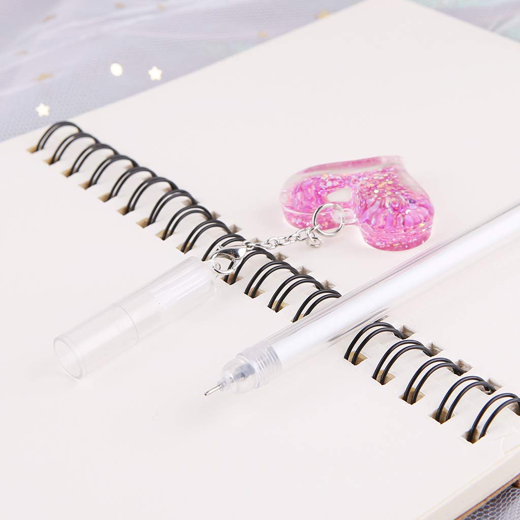 JUNESUN Gel Pen with 0 5mm Point Cartridge Pen Chain Decor Black Ink Shinny Heart Shape Embellishment Stationery — view 3