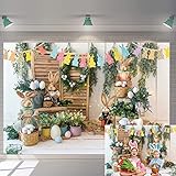 Easter Photography Backdrop Egg Bunny Garden Flower Decoration Photo Background Birthday Party Supplies Newborn Baby Portrait Booth Props 7x5FT