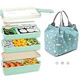 SITAKE Bento Box and Lunch Box for Kids, Come with Lunch Bag, Spoon and Fork, 3 Layer 900ml/32oz Ben