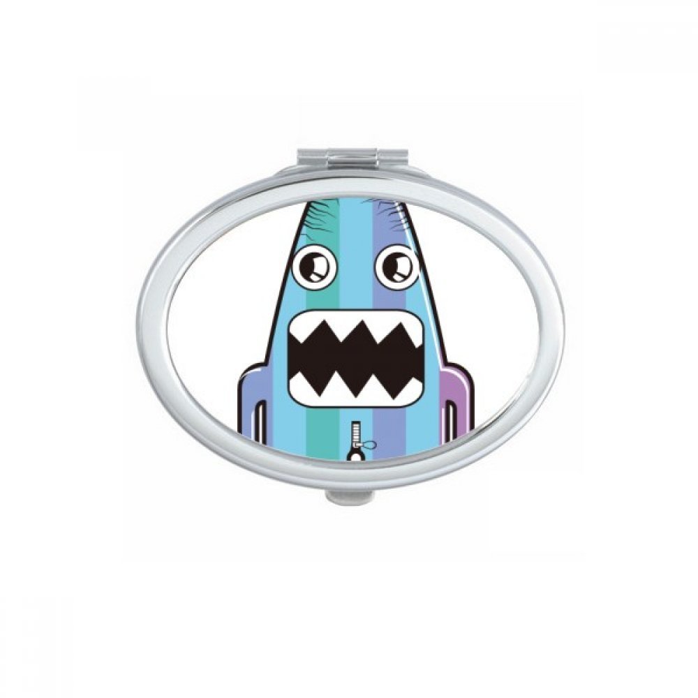 Miroir compact alien bleu pour corriger le maquillage coulant en public