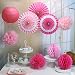 RiscaWin Set for Decoration Paper Fan,Tissue Paper Pom Poms ,Paper Lanterns,Honeycomb Balls (Set of 9) Pink