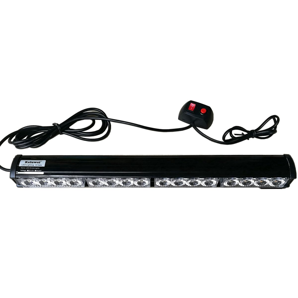 TangDao Lumière Stroboscopique Avertissement 12V 16W 16LED 45CM Bande Éclairage Flash Voiture Camion Caravane (Bleu Rouge)