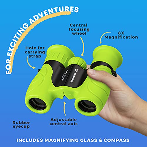 Promora Binoculars For Kids, Set With Magnifying Glass & Compass Purple - Easter Toys, Kids Binoculars For 3-12 Years Boys And Girls For Toddler, Easter Present For Kids #TOP1