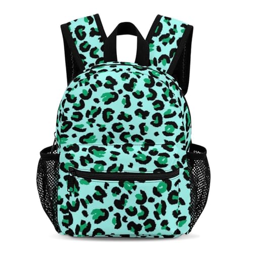 Green Leopard Skin Pattern 13 Inch Backpack Lightweight Double