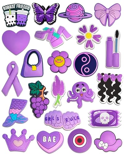 BOWNDY Purple Kids' Girls' Charms Fit Clog Sandals Bubble Slides - Fashion, Trendy Shoe Decorations