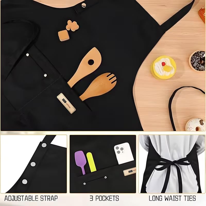 Apron for Women with Pockets, Initail Gardening Apron with Adjustable Straps, Large Pockets & Cross Back Design image 5