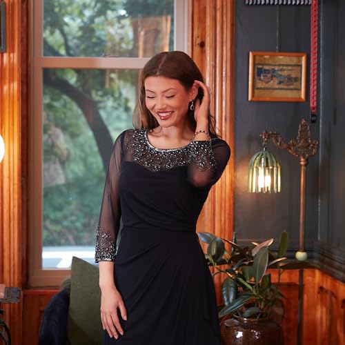 Alex Evenings Womens Long A-Line Sweetheart Neck Dress (Petite and Regular Sizes), Dark Navy, 14 by Alex Evenings - Image 6