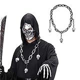Material: Kunststoff Amakando Totenkopf Kette Halloween Halskette Silber Skelettkopf Hals Schmuck Punkrock Collier Schädel Silberschmuck Gothic Halsschmuck