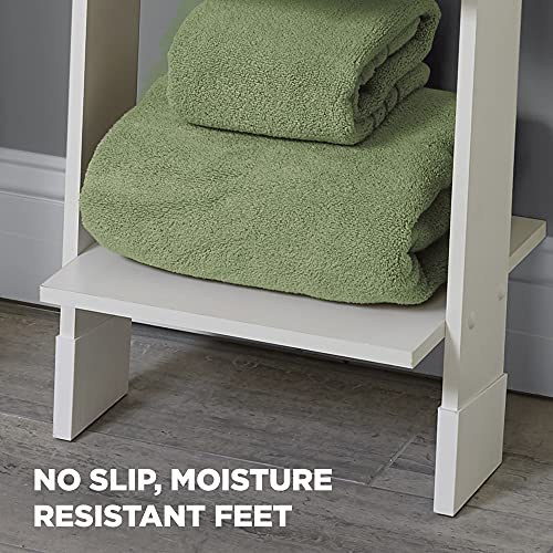 Zenna Home Ladder Style Bathroom Linen Tower, White #TOP3