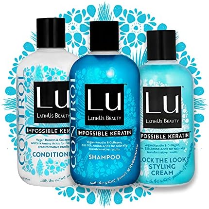 LATINUS BEAUTY CONTROL Collection, Impossible Keratin Anti-Frizz Shampoo (12 oz) + Conditioner (12 oz) + Styling Cream (8 oz) for Curly, Hard to Manage Hair